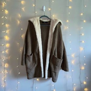 ZARA KNIT- Hooded Fur Cardigan